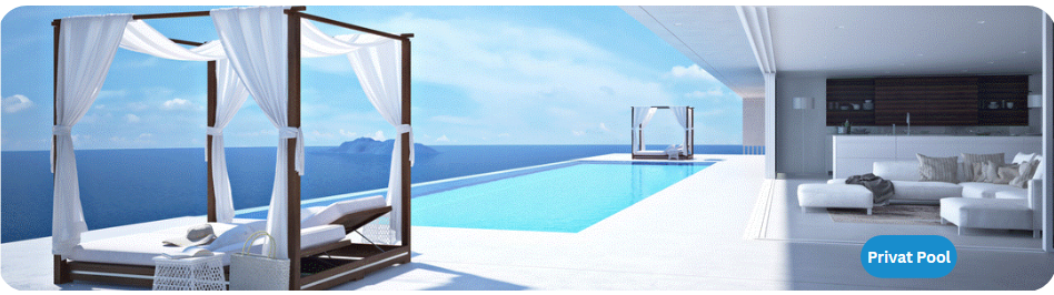 privat Pool mit blick übers Meer 